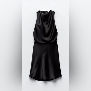 Zara Black Sleeveless Cowl Neck Sheath Dress